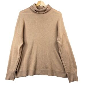 Nordstrom Womens 100% Cashmere Turtleneck Sweater Camel Brown Large RN58665